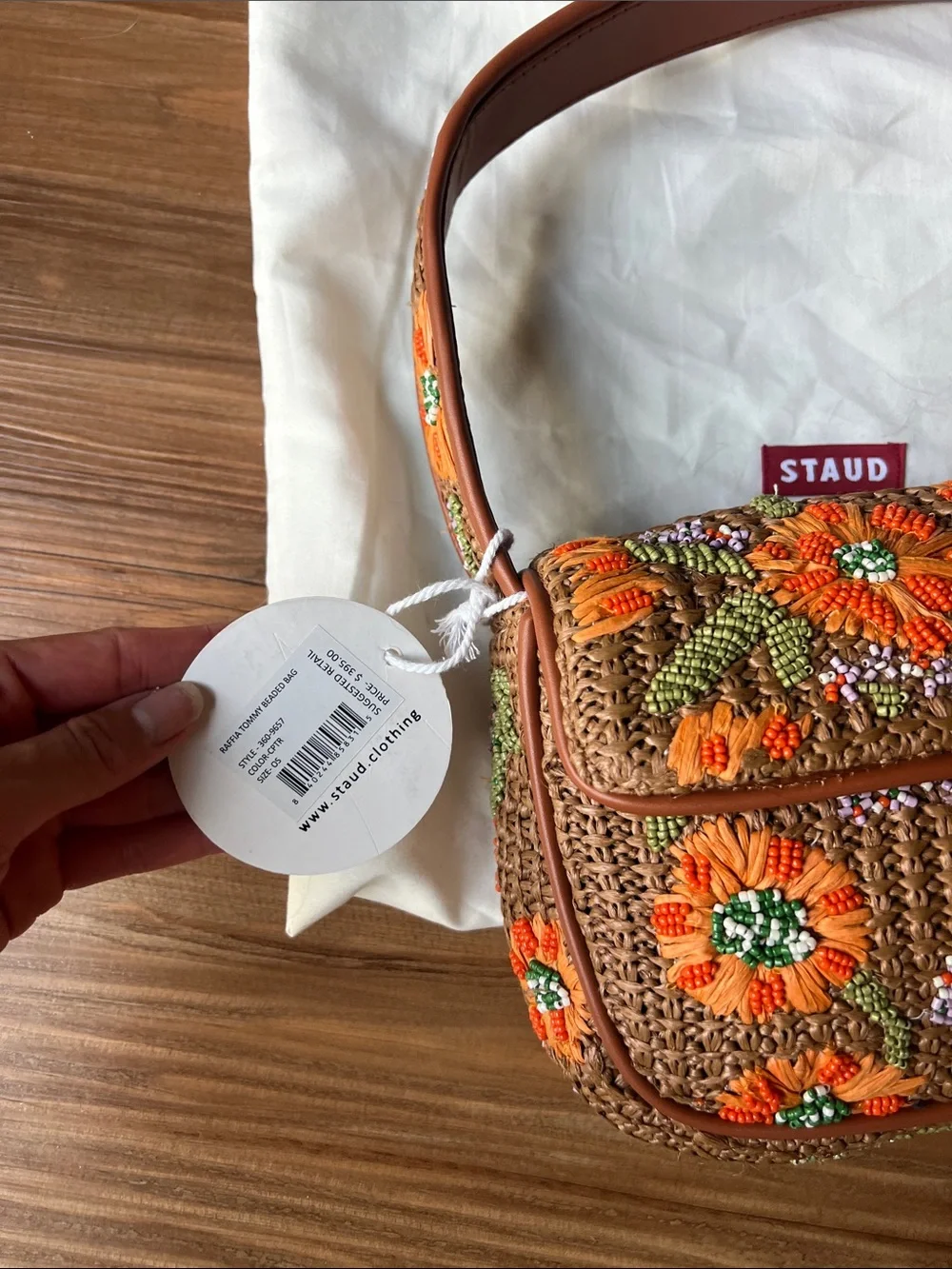 STAUD Tommy Beaded Bag Raffia - Picture 2 of 16